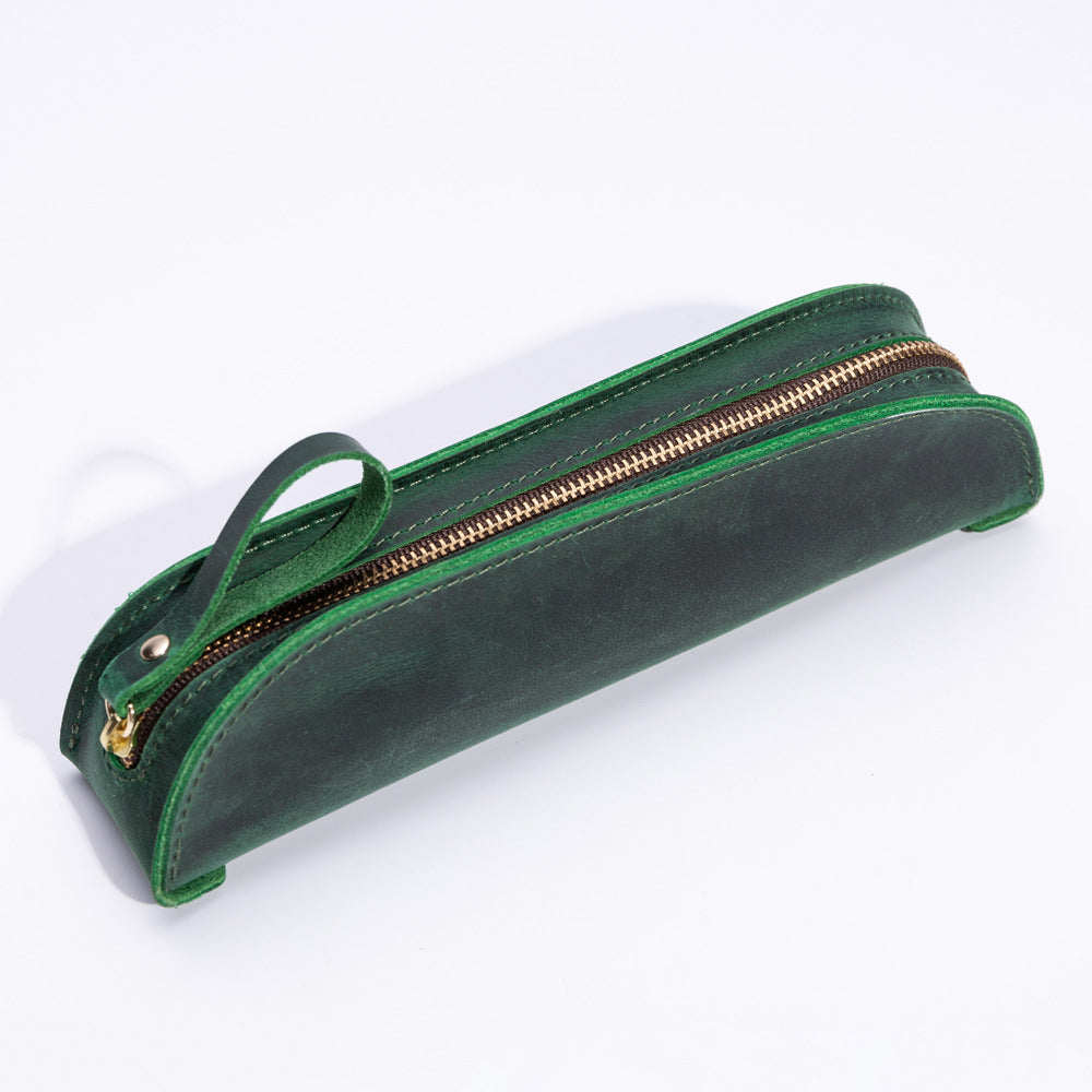 Wholesale Handmade Genuine Leather Creative Fashion Retro Zipper Pencil Case